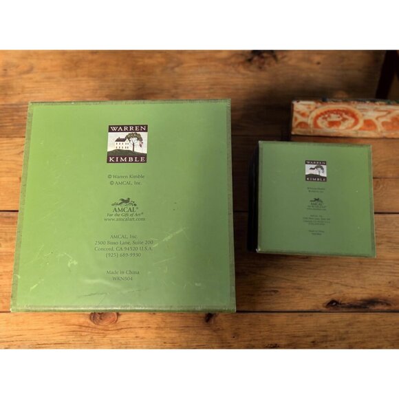 Nesting Boxes - Warren Kimble Set of 2 with lids "American as Apple Pie" - Picture 3 of 5